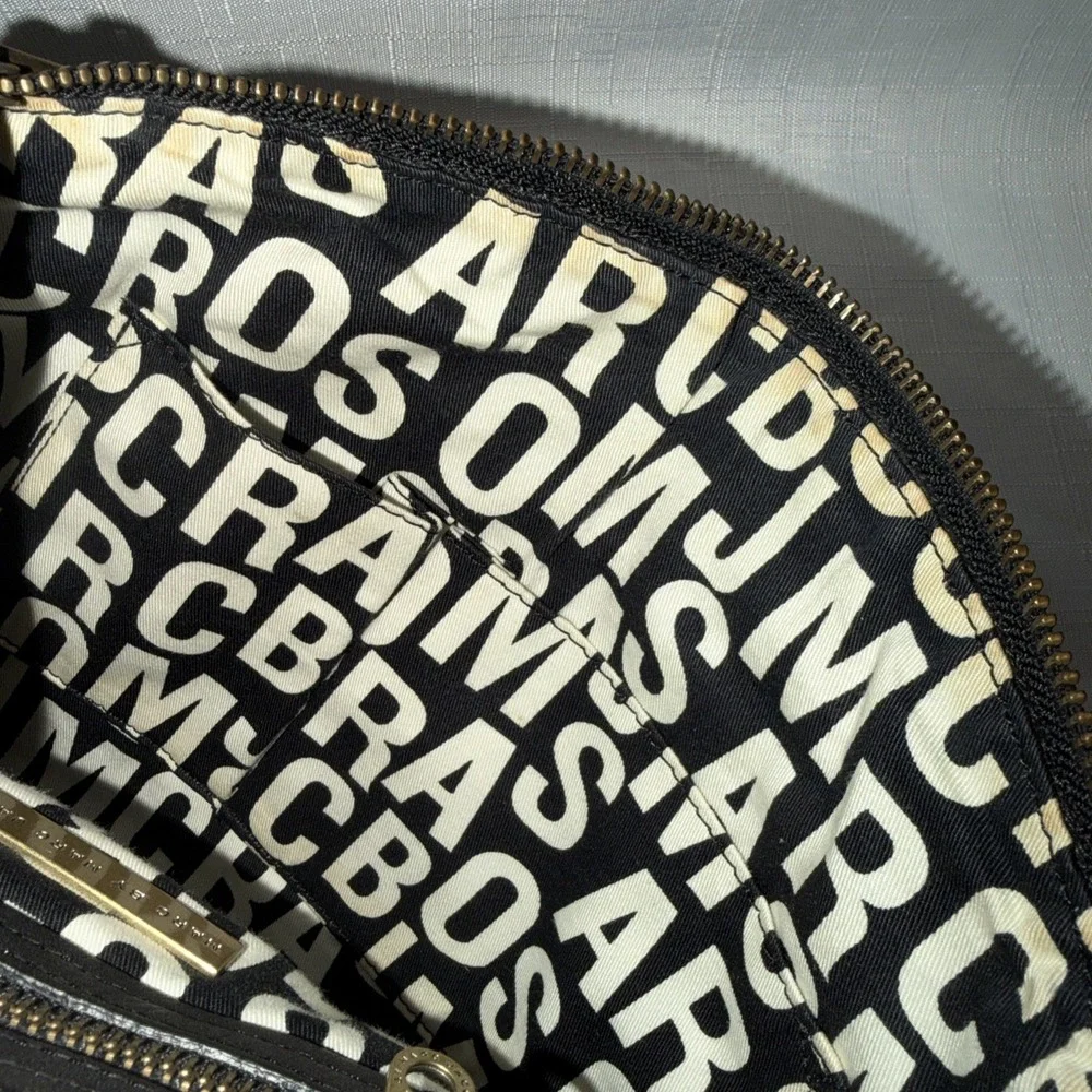Marc Jacobs Handbag Black Leather Totally Turnlock Teri Tote Satchel Y2K Perfect